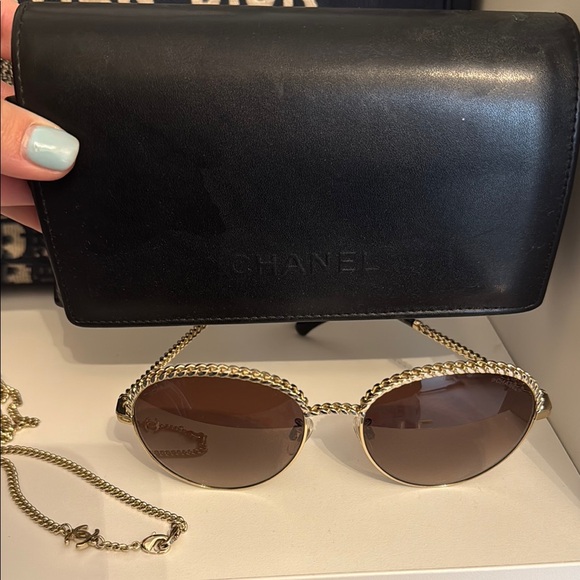 Chanel Gold and Black Sunglasses - Picture 3 of 3
